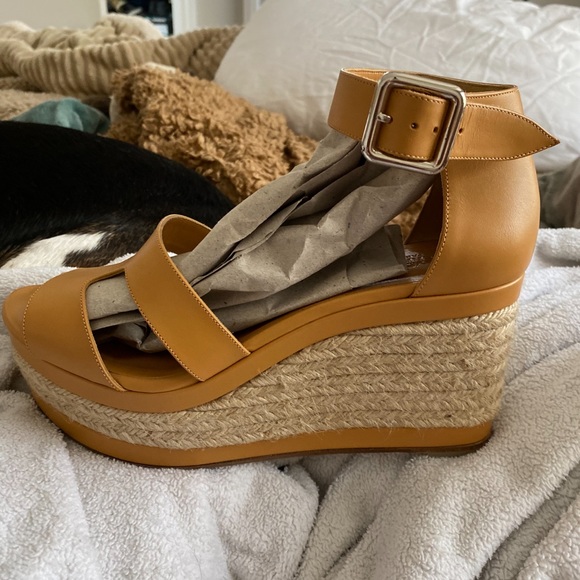 Hermés Light Orange Leather Ilana Espadrille Wedge Sandals sold - Picture 5 of 12